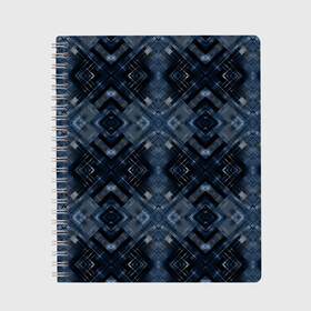 Тетрадь с принтом Темный синий абстрактный узор  , 100% бумага | 48 листов, плотность листов — 60 г/м2, плотность картонной обложки — 250 г/м2. Листы скреплены сбоку удобной пружинной спиралью. Уголки страниц и обложки скругленные. Цвет линий — светло-серый
 | абстрактный | молодежный | плед | синий | современный | темно синий