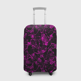 Чехол для чемодана 3D с принтом Абстрактный узор цвета фуксия , 86% полиэфир, 14% спандекс | двустороннее нанесение принта, прорези для ручек и колес | детский | лиловый | молодежный | популярный | современный | темный лиловый | фуксия | черный и бордовый