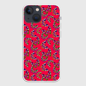 Чехол для iPhone 13 mini с принтом Бабочки на красном ,  |  | веселый узор | весенний | детский | для девочек | красный | летний | лето | малышам | разноцветный узор