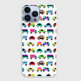 Чехол для iPhone 13 Pro Max с принтом Веселые машинки ,  |  | веселый узор | детские игрушки | детский узор | малышам | мальчикам | машины | разноцветные машины