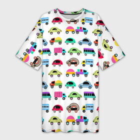 Платье-футболка 3D с принтом Веселые машинки ,  |  | веселый узор | детские игрушки | детский узор | малышам | мальчикам | машины | разноцветные машины