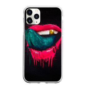 Чехол для iPhone 11 Pro Max матовый с принтом Ядовитый поцелуй , Силикон |  | арт | губы | иллюстрация | улыбка | язык