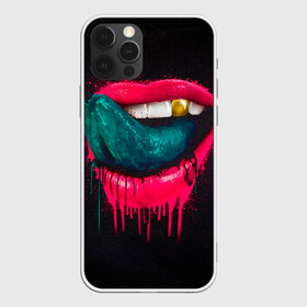 Чехол для iPhone 12 Pro с принтом Ядовитый поцелуй , силикон | область печати: задняя сторона чехла, без боковых панелей | арт | губы | иллюстрация | улыбка | язык