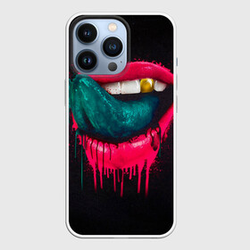 Чехол для iPhone 13 Pro с принтом Ядовитый поцелуй ,  |  | арт | губы | иллюстрация | улыбка | язык