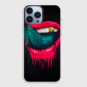 Чехол для iPhone 13 Pro Max с принтом Ядовитый поцелуй ,  |  | Тематика изображения на принте: арт | губы | иллюстрация | улыбка | язык