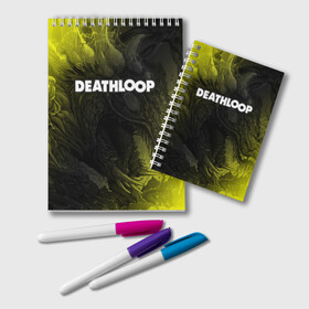 Блокнот с принтом Deathloop - Hyperbeast , 100% бумага | 48 листов, плотность листов — 60 г/м2, плотность картонной обложки — 250 г/м2. Листы скреплены удобной пружинной спиралью. Цвет линий — светло-серый
 | Тематика изображения на принте: death | deathloop | game | games | hyperbeast | loop | дэслуп | дэт | дэтлуп | знак | игра | игры | лого | луп | мертвая | пелтя | символ