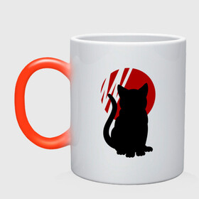 Кружка хамелеон с принтом Black Cat , керамика | меняет цвет при нагревании, емкость 330 мл | Тематика изображения на принте: black | cat | кот | кошка | черная | черный