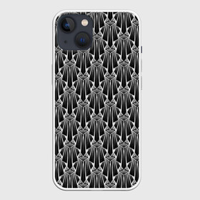 Чехол для iPhone 13 с принтом Узор Арт деко ,  |  | абстрактный | арт деко | геометрический | деко | модный | популярный | современный | черно белый