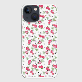 Чехол для iPhone 13 mini с принтом Акварельный узор клубника ,  |  | акварельные ягоды | акварельный узор | детский | клубника | красные ягоды | летний | малышам
