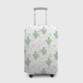 Чехол для чемодана 3D с принтом Кактусы  , 86% полиэфир, 14% спандекс | двустороннее нанесение принта, прорези для ручек и колес | абстрактный | кактус | мексиканский узор | модный | популярный | экзотический