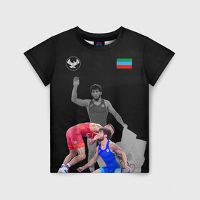 Детская футболка 3D с принтом Dagestan wrestling (Uguev) , 100% гипоаллергенный полиэфир | прямой крой, круглый вырез горловины, длина до линии бедер, чуть спущенное плечо, ткань немного тянется | Тематика изображения на принте: dagestan | freestyle | team | uguev | wrestling | борьба | вольная | дагестан | завур | заур | кавказ | олимпийский | республика | сборная | угуев | федерация | хасавюрт | чемпион