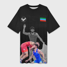 Платье-футболка 3D с принтом Dagestan wrestling (Uguev) ,  |  | dagestan | freestyle | team | uguev | wrestling | борьба | вольная | дагестан | завур | заур | кавказ | олимпийский | республика | сборная | угуев | федерация | хасавюрт | чемпион