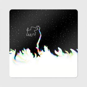 Магнит виниловый Квадрат с принтом Затерянный в космосе , полимерный материал с магнитным слоем | размер 9*9 см, закругленные углы | звезды слон пламя потерянный забытый радуга хобот огонь
