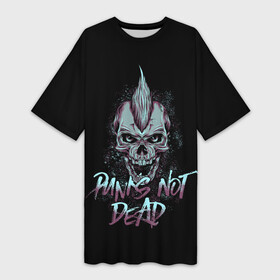 Платье-футболка 3D с принтом Панк скелет ,  |  | alternative | music | punk | punks not dead | rock | альтернатива | музыка | панк | панки не умерают | панкс нот дэд | рок