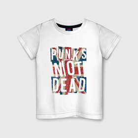 Детская футболка хлопок с принтом Punks not dead , 100% хлопок | круглый вырез горловины, полуприлегающий силуэт, длина до линии бедер | Тематика изображения на принте: alternative | music | punk | punks not dead | rock | альтернатива | музыка | панк | панки не умерают | панкс нот дэд | рок