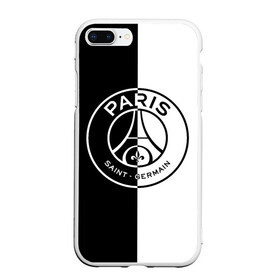 Чехол для iPhone 7Plus/8 Plus матовый с принтом ФК ПСЖ / PSG BLACK & WHITE , Силикон | Область печати: задняя сторона чехла, без боковых панелей | paris saint germain | psg | saint | sport | париж | псг | спорт | футбол