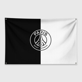 Флаг-баннер с принтом ФК ПСЖ / PSG BLACK & WHITE , 100% полиэстер | размер 67 х 109 см, плотность ткани — 95 г/м2; по краям флага есть четыре люверса для крепления | paris saint germain | psg | saint | sport | париж | псг | спорт | футбол