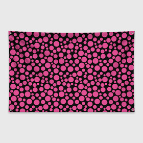 Флаг-баннер с принтом Темно-розовый горох на черном  , 100% полиэстер | размер 67 х 109 см, плотность ткани — 95 г/м2; по краям флага есть четыре люверса для крепления | в горошек | горох | малиновый | ретро | розовый горох | розовый и черный | черный