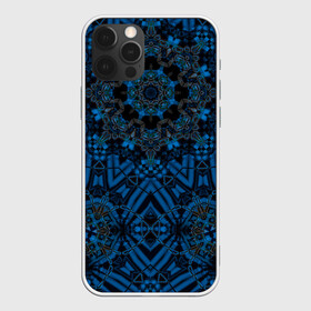 Чехол для iPhone 12 Pro Max с принтом Черно-синяя мандала .  , Силикон |  | калейдоскоп | круглый | модный | орнамент | синий | современный | темно синий | этнический