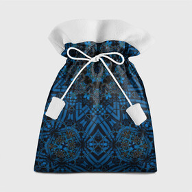 Подарочный 3D мешок с принтом Черно-синяя мандала .  , 100% полиэстер | Размер: 29*39 см | Тематика изображения на принте: калейдоскоп | круглый | модный | орнамент | синий | современный | темно синий | этнический