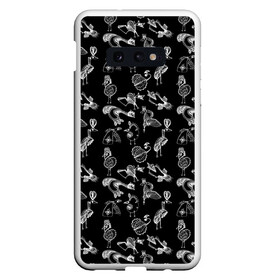 Чехол для Samsung S10E с принтом Экзотические птицы . Скетч , Силикон | Область печати: задняя сторона чехла, без боковых панелей | детский | модный | рисунок | скетч | темный | черно белый | черный | экзотические птицы
