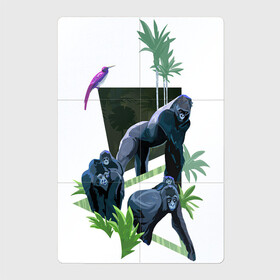 Магнитный плакат 2Х3 с принтом Дикое семейство , Полимерный материал с магнитным слоем | 6 деталей размером 9*9 см | арт | горилла | гориллы | джунгли | дикие животные | дикие звери | животное | животное джунглей | животные | природа | птица | птица джунглей | птицы | рисунок