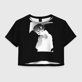 Женская футболка Crop-top 3D с принтом Dead Inside TOKYO GHOUL , 100% полиэстер | круглая горловина, длина футболки до линии талии, рукава с отворотами | 1000 7 | dead inside | zxc | zxc ghoul | дед инсайд