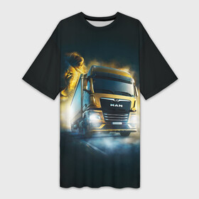 Платье-футболка 3D с принтом Man Leon ,  |  | man | man truck | man грузовик | truck | trucks | грузовик | грузовики | дальнобои | дальнобой | дальнобойщик | мен | мен грузовик | фура | фуры