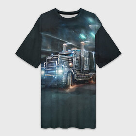 Платье-футболка 3D с принтом Neo truck ,  |  | truck | trucks | грузовик | грузовики | дальнобои | дальнобой | дальнобойщик | фура | фуры