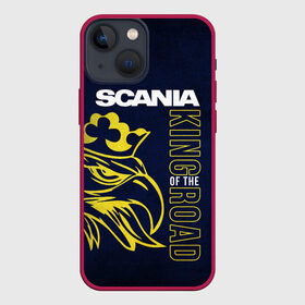 Чехол для iPhone 13 mini с принтом Scania king of the road ,  |  | Тематика изображения на принте: scania | scania truck | scania грузовик | truck | trucks | грузовик | грузовики | дальнобои | дальнобой | дальнобойщик | скания | скания грузовик | фура | фуры