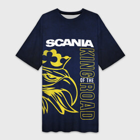 Платье-футболка 3D с принтом Scania king of the road ,  |  | scania | scania truck | scania грузовик | truck | trucks | грузовик | грузовики | дальнобои | дальнобой | дальнобойщик | скания | скания грузовик | фура | фуры