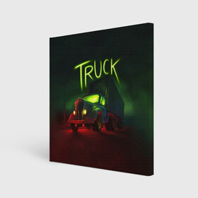 Холст квадратный с принтом Truck neon , 100% ПВХ |  | truck | trucks | грузовик | грузовики | дальнобои | дальнобой | дальнобойщик | фура | фуры