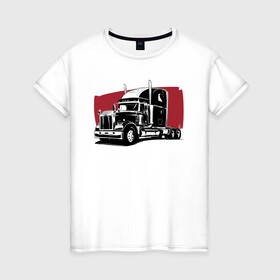 Женская футболка хлопок с принтом Truck red , 100% хлопок | прямой крой, круглый вырез горловины, длина до линии бедер, слегка спущенное плечо | truck | trucks | грузовик | грузовики | дальнобои | дальнобой | дальнобойщик | фура | фуры
