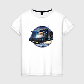 Женская футболка хлопок с принтом Арт Фура , 100% хлопок | прямой крой, круглый вырез горловины, длина до линии бедер, слегка спущенное плечо | truck | trucks | грузовик | грузовики | дальнобои | дальнобой | дальнобойщик | фура | фуры