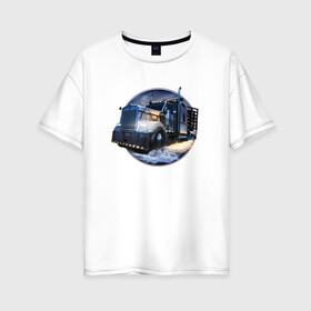 Женская футболка хлопок Oversize с принтом Арт Фура , 100% хлопок | свободный крой, круглый ворот, спущенный рукав, длина до линии бедер
 | truck | trucks | грузовик | грузовики | дальнобои | дальнобой | дальнобойщик | фура | фуры