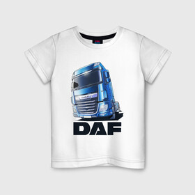 Детская футболка хлопок с принтом Daf Truck , 100% хлопок | круглый вырез горловины, полуприлегающий силуэт, длина до линии бедер | truck | trucks | грузовик | грузовики | дальнобои | дальнобой | дальнобойщик | фура | фуры