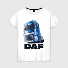Женская футболка хлопок с принтом Daf Truck , 100% хлопок | прямой крой, круглый вырез горловины, длина до линии бедер, слегка спущенное плечо | truck | trucks | грузовик | грузовики | дальнобои | дальнобой | дальнобойщик | фура | фуры