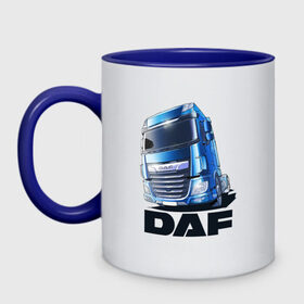 Кружка двухцветная с принтом Daf Truck , керамика | объем — 330 мл, диаметр — 80 мм. Цветная ручка и кайма сверху, в некоторых цветах — вся внутренняя часть | truck | trucks | грузовик | грузовики | дальнобои | дальнобой | дальнобойщик | фура | фуры