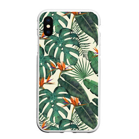 Чехол для iPhone XS Max матовый с принтом Тропический паттерн , Силикон | Область печати: задняя сторона чехла, без боковых панелей | азия | акварель | акварельный | банановые листья | ботанический | винтажный | зеленый | иллюстрация | лес | летний | лето | монстера | оранжевый | отпуск | пальмовые листья | стрелиция | тропики