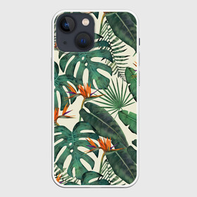 Чехол для iPhone 13 mini с принтом Тропический паттерн ,  |  | азия | акварель | акварельный | банановые листья | ботанический | винтажный | зеленый | иллюстрация | лес | летний | лето | монстера | оранжевый | отпуск | пальмовые листья | стрелиция | тропики