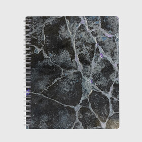 Тетрадь с принтом Лунный камень , 100% бумага | 48 листов, плотность листов — 60 г/м2, плотность картонной обложки — 250 г/м2. Листы скреплены сбоку удобной пружинной спиралью. Уголки страниц и обложки скругленные. Цвет линий — светло-серый
 | Тематика изображения на принте: art | бетон | булыжник | луна | текстура | трещина