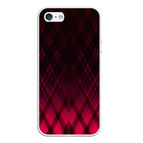 Чехол для iPhone 5/5S матовый с принтом Геометрический градиентный фон , Силикон | Область печати: задняя сторона чехла, без боковых панелей | абстрактный | вишневый | геометрический | градиентный | клетка | красный | модный | плед | современный