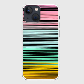 Чехол для iPhone 13 mini с принтом Модный полосатый узор ,  |  | желтый | модный | молодежный | разноцветные линии | разноцветный полосатый | розовый | салатовый | современный