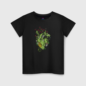 Детская футболка хлопок с принтом Сердце - улей , 100% хлопок | круглый вырез горловины, полуприлегающий силуэт, длина до линии бедер | насекомые | природа | психоделика | пчелы | растение | сердце | трип | улей