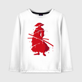 Детский лонгслив хлопок с принтом Кровь самурая , 100% хлопок | круглый вырез горловины, полуприлегающий силуэт, длина до линии бедер | буси | воин | кровь | кровь самурая | самурай | шпион | япония