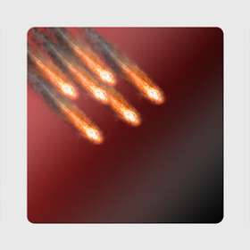 Магнит виниловый Квадрат с принтом Падение комет , полимерный материал с магнитным слоем | размер 9*9 см, закругленные углы | asteroid | comet | астероид | комета