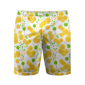 Мужские шорты спортивные с принтом Лимонная карамель  ,  |  | Тематика изображения на принте: детский | карамель | конфеты | лимон | лимонный узор | малышам | сладости | чупа чупс