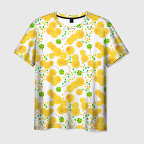 Мужская футболка 3D с принтом Лимонная карамель  , 100% полиэфир | прямой крой, круглый вырез горловины, длина до линии бедер | Тематика изображения на принте: детский | карамель | конфеты | лимон | лимонный узор | малышам | сладости | чупа чупс