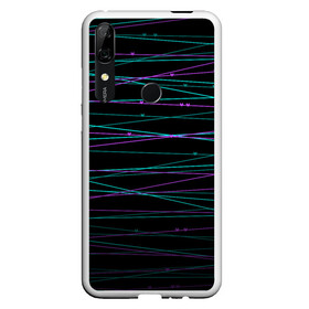 Чехол для Honor P Smart Z с принтом Неоновые тонкие нити  , Силикон | Область печати: задняя сторона чехла, без боковых панелей | Тематика изображения на принте: детский | любовь | неоновый узор | полосы | сердечки | сердце | темный | тонкие полоски | черный