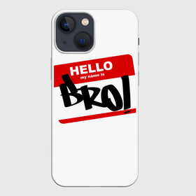 Чехол для iPhone 13 mini с принтом Bro ,  |  | bro | brother | hello | myname | name | sticker | брат | братишка | братуха | братюня | бро | имя | привет | стикер